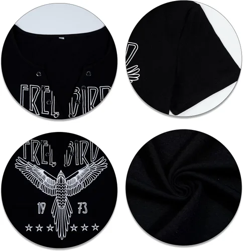 Vista 6 de Camiseta vintage de banda de rock para mujer, camisa retro de pájaro, camisetas gráficas de águila, camisa de música retro, camisetas casuales