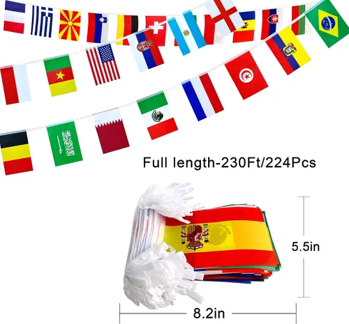 Vista 2 de KERDA Banderas internacionales del mundo de 224 países, decoración para juegos olímpicos, escuela, bares, eventos deportivos, gran apertura, 8.2 x
