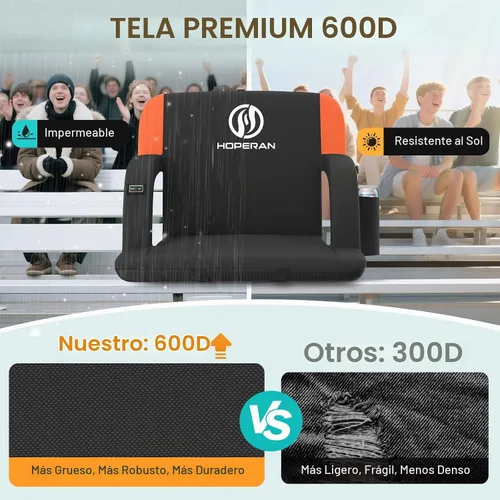 Vista 5 de HOPERAN Asientos de estadio con calefacción de doble cara para gradas con soporte de espalda, 3 niveles de calefacción, asientos con respaldo