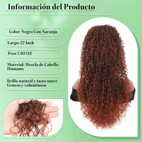 Vista 2 de Youthfee Cola de caballo con cordón de 27 pulgadas, rizado profundo, resistente al calor, clip instantáneo sintético, extensión de cola de caballo