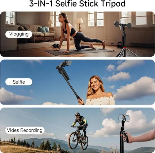 Vista 6 de Trípode de seguimiento automático de cara de 70 pulgadas para iPhone, rotación 360 de viaje, soporte para selfie con control remoto, control