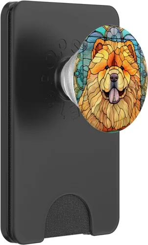 Vista 7 de Chow Chow Dog - PopSockets PopGrip estándar con vitrales para perros