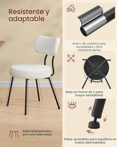 Vista 9 de VASAGLE Juego de mesa de comedor, mesa de comedor redonda con 2 sillas de cocina tapizadas, para espacios pequeños, cocina, sala de estar, marco
