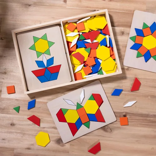 Vista 8 de Melissa & Doug, Juego clásico de bloques de patrones y pizarras, Estándar, Multi