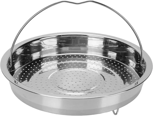 Vista 2 de Pwshymi Cesta de vapor de alimentos de acero inoxidable con patas para olla de cocina, diseño perforado eficiente para verduras y mariscos, adecuada