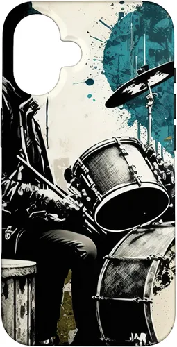 Vista 32 de Black White Drummer Music Lover Drumming Drummer Graphic Case for iPhone 17