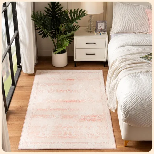 Vista 364 de Istana Alfombra larga antideslizante de 2.5 x 8 para el hogar, para pasillo y cocina, lavable, sedosa y suave al tacto, elegante, color azul y marfil