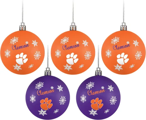 Vista 6 de FOCO NCAA - Juego de 5 adornos inastillables para árbol de Navidad con logotipo del
