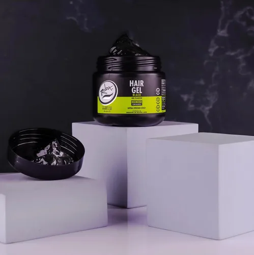 Vista 2 de Gel para el cabello negro Rolda para hombres - Gel de peinado de sujeción media con carbón activado para aspecto húmedo - Cubre las canas y realza