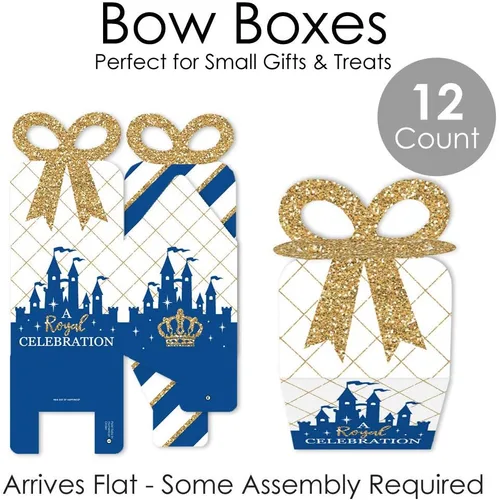 Vista 6 de Big Dot of Happiness Royal Prince Charming – Cajas de regalo cuadradas – Cajas de lazo para baby shower o fiesta de cumpleaños – Juego de 12