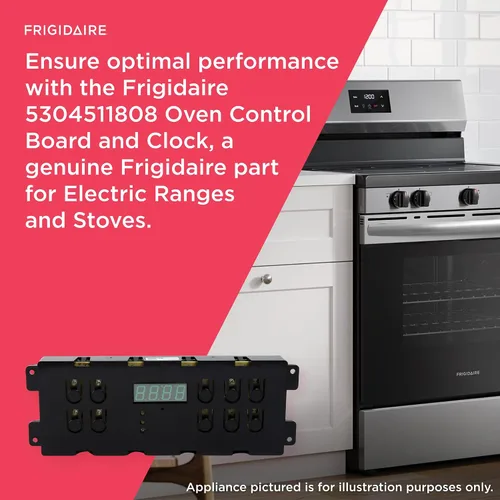 Vista 4 de Frigidaire 5304511908 Placa de control y reloj de horno para estufas y cocinas eléctricas, negro