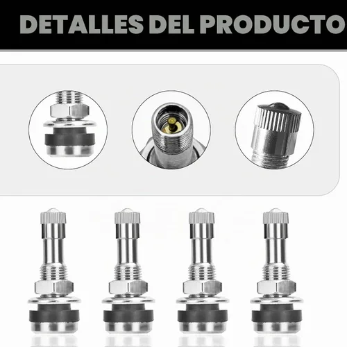 Vista 3 de NTNEV 4 piezas de vástagos de válvula de metal TR416, Vástagos de válvula de neumático con montaje exterior, se ajusta a agujeros de rin de 453