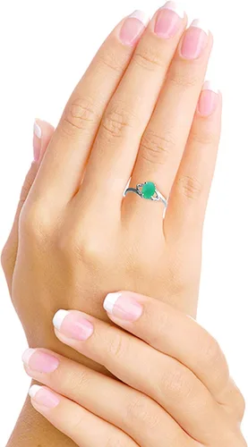 Vista 2 de Galaxy Gold GG Anillo de esmeralda natural de oro blanco de 14 quilates