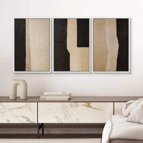 Vista 179 de SIGNWIN Lienzo enmarcado para pared, juego de arte pastel con cadena montañosa, bosque, niebla, naturaleza silvestre, ilustraciones modernas, arte