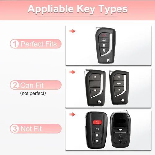 Vista 2 de Pangpai Funda de llavero rosa para Toyota, funda de TPU suave con llavero brillante para Toyota Fortuner Tundra Camry RAV4 Highlander Corolla Smart