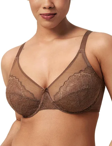 Vista 28 de HSIA Sujetadores minimizadores para mujer Enchante Lace Underwire Bra para Beige almendra