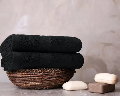 Vista 2 de Avalon Towels Toallas de baño para baño, 100% algodón, color negro, paquete de 12 (24 x 48 pulgadas), juego de toallas de baño de secado rápido
