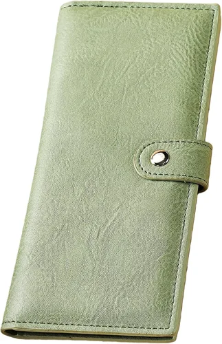 Vista 11 de Cartera delgada RFID para mujer, cartera delgada para mujer, tarjetero de cuero plegable con bolsillo con cremallera para ventana de identificación