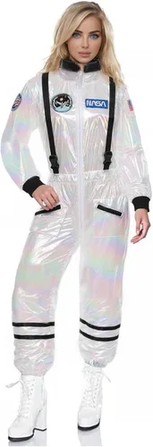 Vista 13 de GRAJTCIN Disfraz de astronauta para mujer, traje espacial brillante para Halloween, disfraz de astronauta