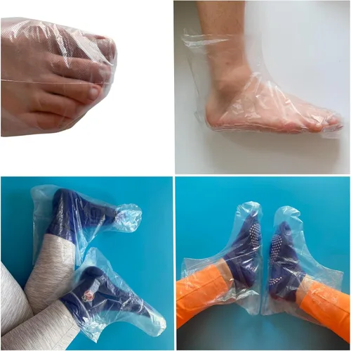 Vista 9 de BJEFHYP disposable socks, ice skating socks, bowling socks, foot bath covers,plastic socks,universal size, 100 pieces, transparent