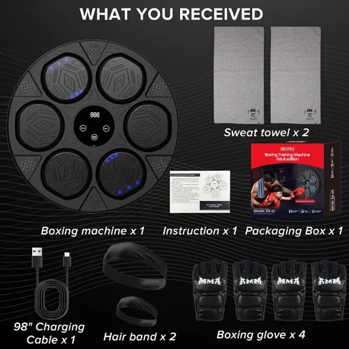 Vista 7 de Music Boxing Machine Kit Wall Mounted Smart Boxing Machine & Counter Complete Boxing Kit More Than a Standard Punching Machine for Adults & Home