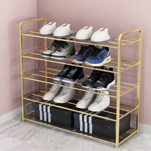 Vista 5 de Zapatero organizador de 5 niveles de metal para zapatos, estante de almacenamiento apilable de 24 pares independientes, organizador de calzado