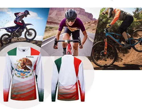 Vista 4 de Keebik Camiseta de ciclismo de montaña para mujer, manga larga MTB México, camiseta de motocycle todoterreno, transpirable, absorbe la humedad