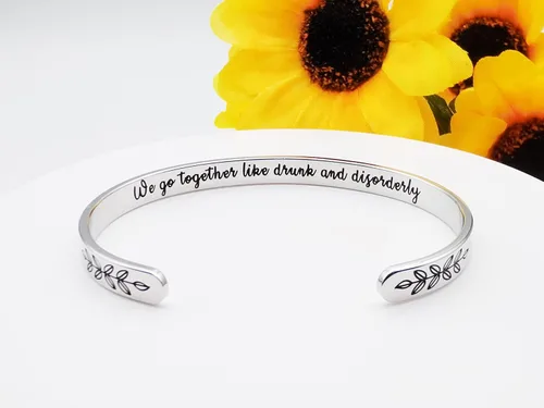 Vista 173 de Pulseras inspiradoras para mujer, joyería de acero inoxidable, con refranes, pulsera motivacional con mensaje oculto, pulseras grabadas para mejor
