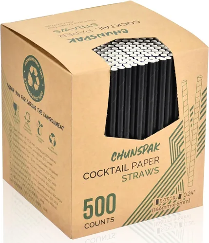 Vista 16 de 14,6 cm x 0,79 cm Pajitas de papel desechables de bambú verde para bebidas cortas, cócteles mezclados, margaritas, licuados y batidos - Sin embalar