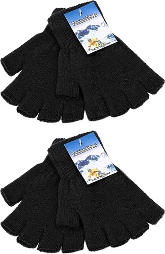 Vista 4 de SATINIOR 4 pares de guantes de invierno de medio dedo, guantes de punto sin dedos, guantes elásticos cálidos para hombres y mujeres