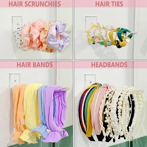 Vista 6 de Bigfety Soporte para diadema de acrílico para pared, paquete de 3 unidades, organizador transparente para colgar diademas para niñas y mujeres