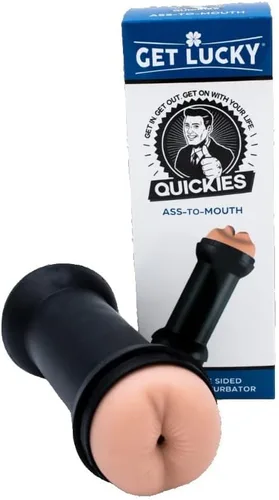 Vista 2 de Get Lucky Masturbador masculino Quickies - Doble A2M - Textura realista de piel real, túnel acanalado oral y anal, resistente al agua, fácil