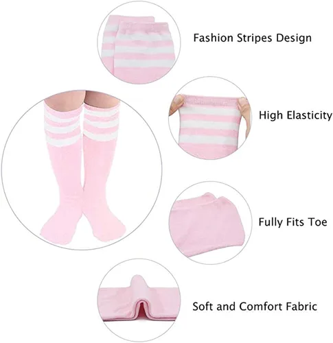 Vista 4 de Calcetines de fútbol para niños calcetines de tubo alto hasta la rodilla calcetines de uniforme de algodón lindos calcetines deportivos para niños