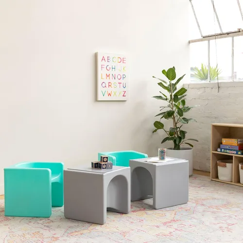 Vista 11 de ECR4Kids Tri-Me Silla de cubo 3 en 1, muebles para niños, Aqua