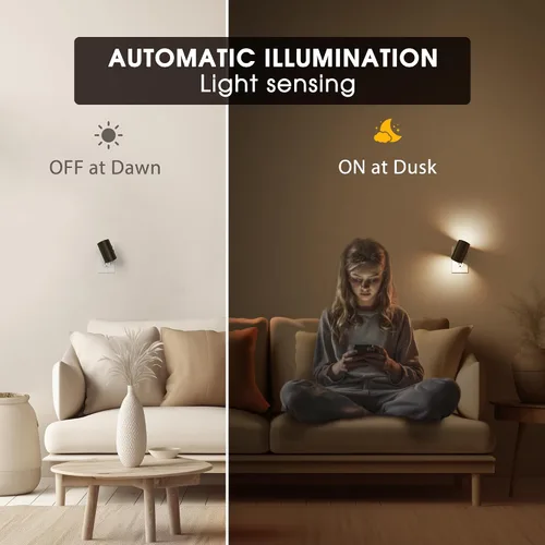 Vista 2 de Briignite - Luces nocturnas led enchufables, 3CCT, sensor de anochecer a amanecer, de 3000 K, regulable para pasillo, dormitorio, escalera, paquete