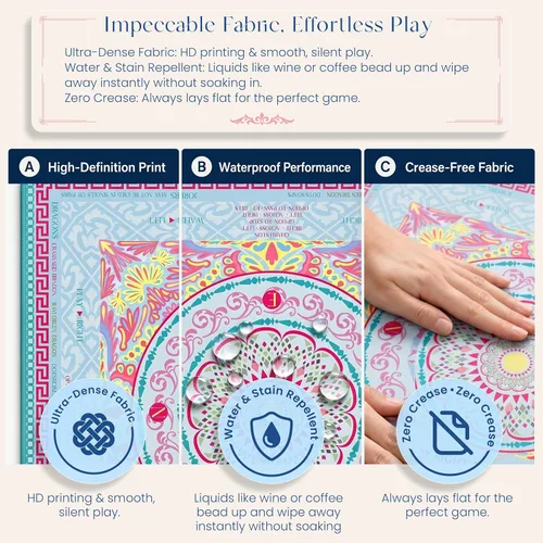Vista 6 de American Mahjong Mat and Racks Set: 31.5" x 31.5" Neopreno impermeable Mandala Boho