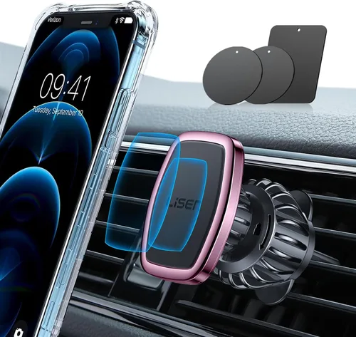 Vista 11 de LISEN Soporte magnético para teléfono para automóvil, clip mejorado + 6 imanes fuertes, imanes de teléfono para la parte posterior del teléfono