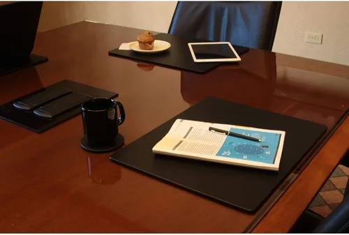 Vista 9 de Dacasso Almohadilla protectora para mesa de conferencias de cuero sintético negro de 17 x 14 pulgadas