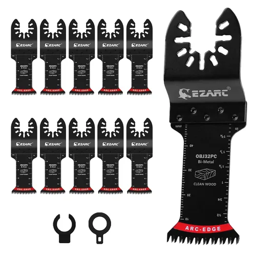 Vista 11 de EZARC Japanese Tooth Oscillating Saw Blade, 5 PCS Arc Edge Oscillating Multitool Blades Clean Cut for Wood, Plastic (Pack of 2)