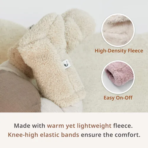 Vista 6 de Konny Botines de invierno de forro polar mullidos y acogedores para bebés (beige), regalos de Año Nuevo, calentadores de pies para bebés recién