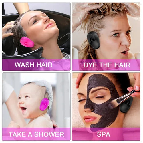 Vista 7 de LALAFINA Gorro de ducha, 206 unidades, cubiertas profesionales de silicona para teñir el cabello, protectores de oídos, cubiertas para los oídos