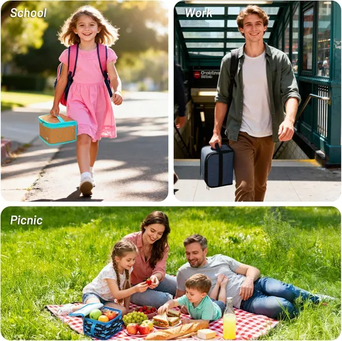 Vista 7 de MIER Lonchera térmica para hombres, mujeres y niños, portátil, pequeña, para 9 latas, mini hielera térmica compacta para escuela, trabajo, picnic