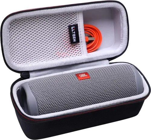 Vista 13 de LTGEM - Funda compatible con JBL Flip 7/5/6/Grip Altavoz Bluetooth portátil impermeable, bolsa de almacenamiento de viaje para oficina, color negro