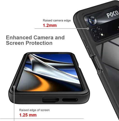Vista 4 de AKABEILA Ajuste para Xiaomi Poco X4 Pro 5G Case, Compatible para Xiaomi Poco X4 Pro 5G Fundas de teléfono 360° Cuerpo completo Protector a prueba