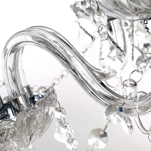 Vista 5 de Maxax Candelabro de cristal de 18 luces, moderna lámpara colgante colgante con gotas de lluvia, iluminación de techo ajustable de cadena, base E12