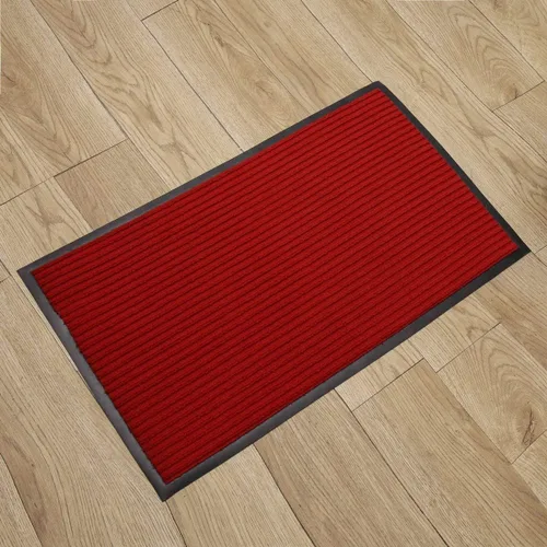 Vista 2 de FINDNEW Tapete rojo de 23 x 35 pulgadas con parte trasera de goma, duradero, antideslizante, tapete de entrada para zapatos, tapete rascador
