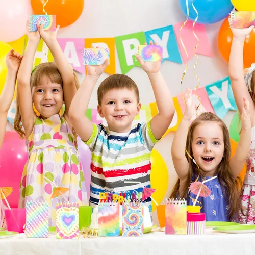 Vista 2 de 24 piezas de mini blocs de notas con estilo teñido anudado multicolor, cuadernos de bolsillo para niños, cuadernos en espiral mini, divertidos