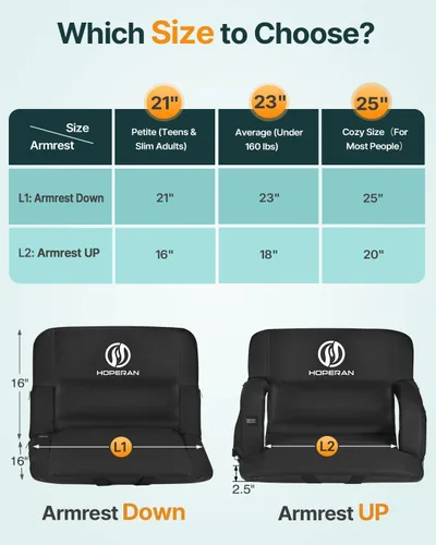Vista 10 de HOPERAN Massage Heated Stadium Seats for Bleachers, Dual Control, Portable