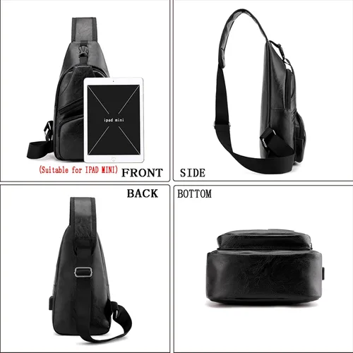 Vista 5 de Seoky Rop Bolso bandolera para hombre con puerto de carga USB