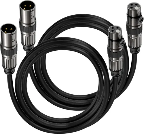 Vista 11 de Caiord Cables de micrófono XLR, 1 paquete de 3 pies de cobre sin oxígeno de 3 pines macho a hembra cable de micrófono para altavoz, sistema PA